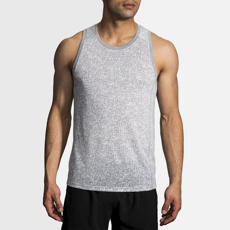 Brooks Distance NZ - Men's Running Tank Top - White (29481-WQVR)